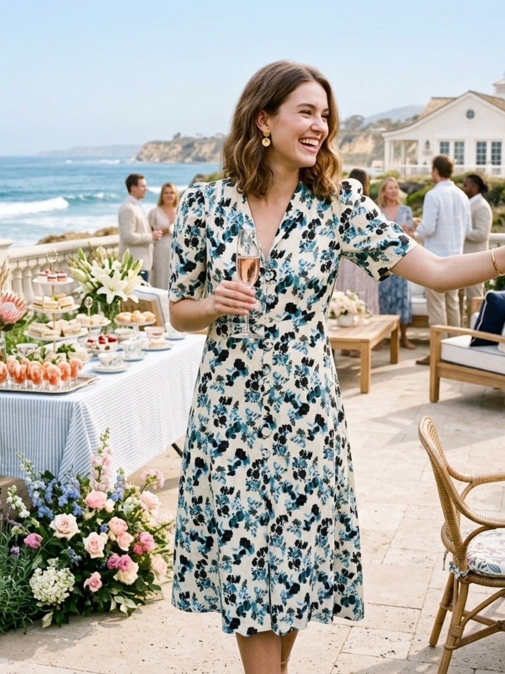 Tuckernuck Budding Bluebell Hadley Linen Old Money Dress Size Large Wedding